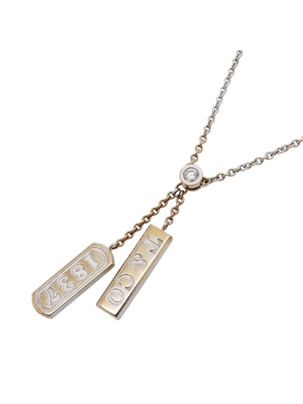 Tiffany & Co Necklace 1837 Double Bar White Gold Diamond